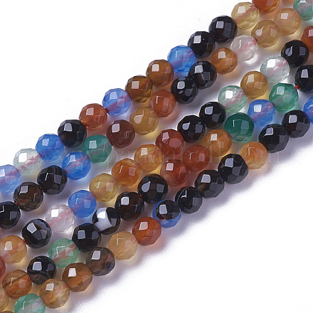 Naturelles multicolores perles d'agate brins G-F596-36-3mm-1