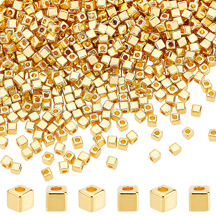 DICOSMETIC 1500Pcs CCB Plastic Spacer Beads 3mm Cube Small Square Beads Golden Large Hole Loose Bead Jewellery Beads Set for DIY Necklace Bracelet Jewelry Making CCB-DC0001-02-1