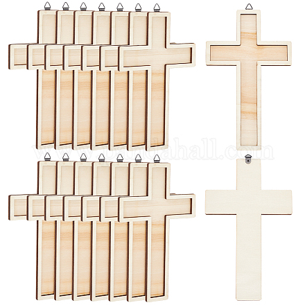 Doppelschichtige Kreuzwand-Anhängerdekorationen aus Holz HJEW-WH0036-75-1