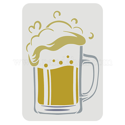 FINGERINSPIRE Beer Mug Stencil 29.7x21cm Reusable Cup of Beer Drawing Stencil Beer Sign Stencil for Bar or Kitchen Beer Festival Stencil For Painting on Wall DIY-WH0202-315-1