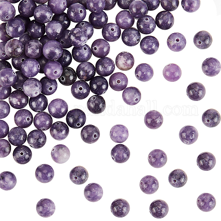 OLYCRAFT 90Pcs Natural Lepidolite Round Beads 8mm Purple Lepidolite Beads Energy Beads Strand Round Loose Gemstone Beads for Bracelet Necklace DIY Jewelry Making G-OC0003-28-1