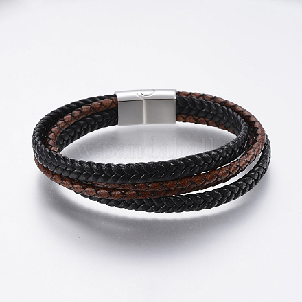 Bracelets multi-rangs avec cordon en cuir BJEW-F325-24P-1