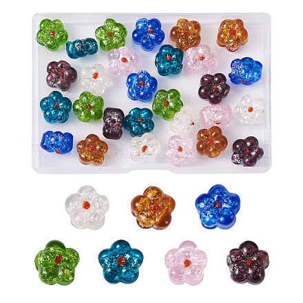 Beadthoven 35 pièces 7 couleurs perles de chalumeau cahoteuses faites à la main transparentes LAMP-BT0001-04-1