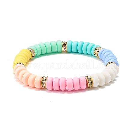 Handmade Polymer Clay Beads Stretch Bracelet for Kid BJEW-JB06871-1