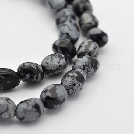 Flocon de neige naturelle chapelets de perles en obsidienne G-P070-27-1