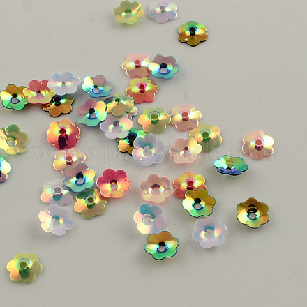 Accessoires ornement de perles de paillette fleurs en plastique X-PVC-Q037-6mm-M-1