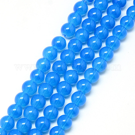 Baking Painted Glass Beads Strands DGLA-Q023-8mm-DB46-1