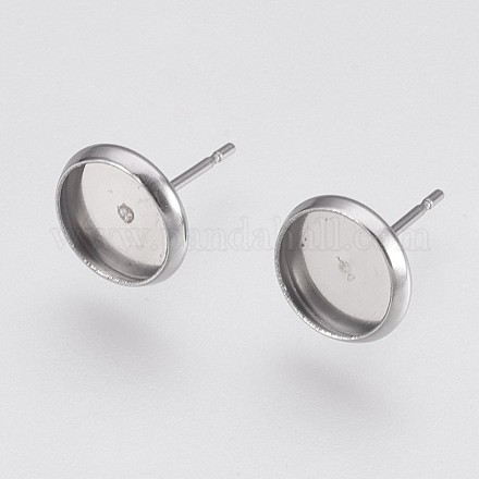 202 Stainless Steel Stud Earring Settings X-STAS-I088-E-04P-1