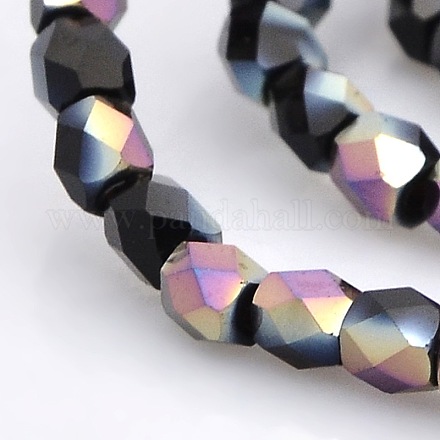 Half Plated Glass Faceted Drum Beads Strands GLAA-A032-4mm-HP08-1
