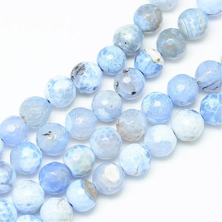 Cordes de perles d'agate craquelées de feu naturelles colorées G-R176-8mm-05-1