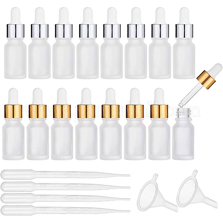 BENECREAT 16 Pack 10ml Frosted Glass Bottle with Glass Eye Dropper MRMJ-BC0001-79-1