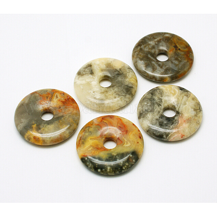 Donut/Pi Disc Natural Gemstone Pendants G-L234-30mm-06-1