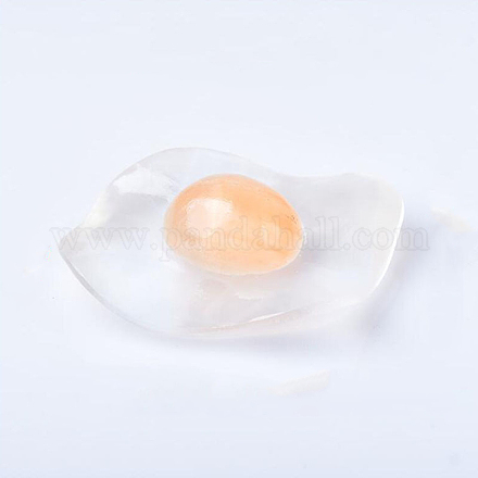 Figurine di selenite naturale a forma di uovo in camicia DJEW-PW0021-04-1