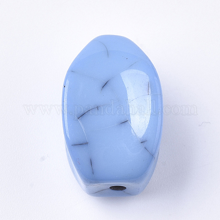 樹脂ビーズ  模造ターコイズ  オーバル  コーンフラワーブルー  21x13x12mm  穴：2mm RESI-T034-01B-1