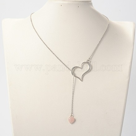 Alliage tendance colliers coeur de lasso NJEW-JN01057-01-1