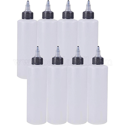 Benecreat 8 paquete de botellas dispensadoras de plástico de 7.8 onzas con tapa giratoria negra DIY-BC0009-10-1
