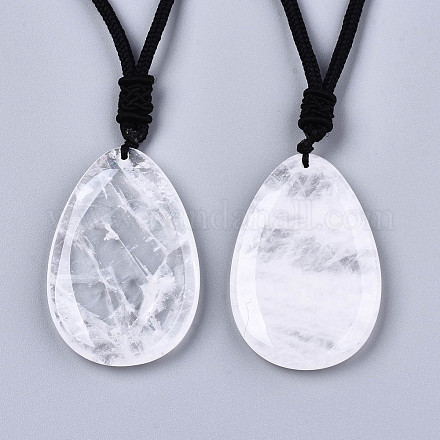 Natural Quartz Crystal Pendant Necklaces NJEW-S421-022C-1