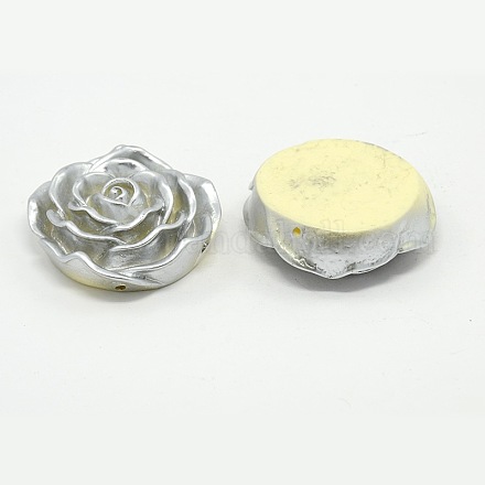 Rosa de plata de flores abalorios del flatback resina X-RESI-RB111-137-1