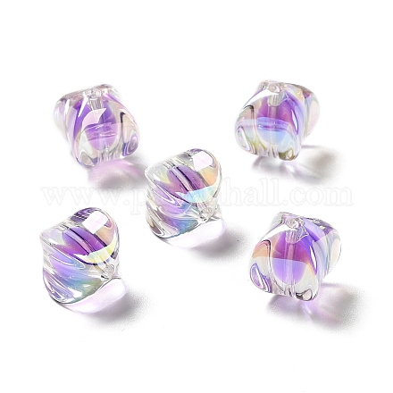 Perles acryliques irisées arc-en-ciel à placage uv bicolore TACR-D010-04B-1