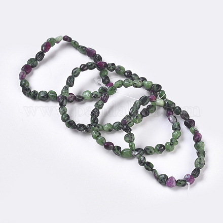 Rubis naturel en bracelets élastiques en zoisite BJEW-K213-14-1
