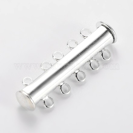1連売り真鍮磁気スライドロックの留め金  5の穴  銀  10mm  穴：31x10x5mm KK-E668-03S-1