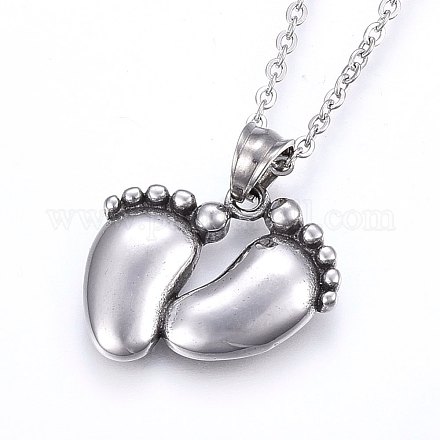 304 Stainless Steel Pendant Necklaces NJEW-E126-07AS-1