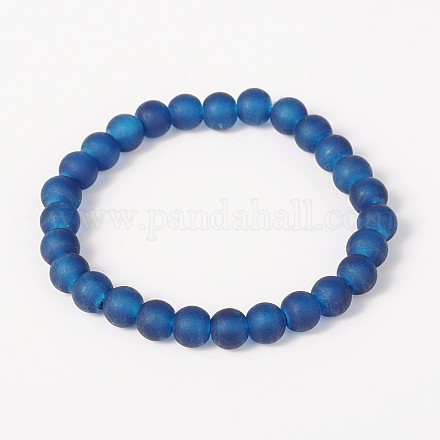 Bracelets pour enfants en perles de verre givré extensibles pour la journée des enfants BJEW-JB01768-04-1