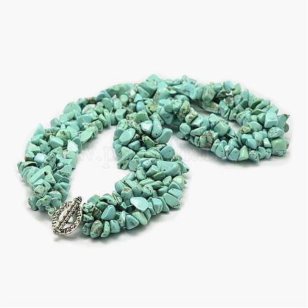 Chip Synthetic Turquoise Beaded Necklaces NJEW-F123-04-1