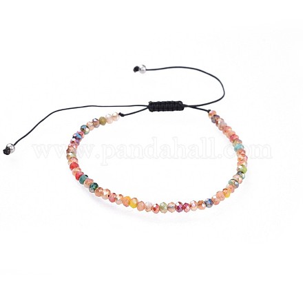 Bracelets de perles tressées en verre électrolytique réglable BJEW-JB04588-04-1