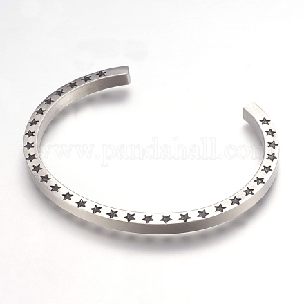304 Stainless Steel Cuff Bangles BJEW-P192-01P-1