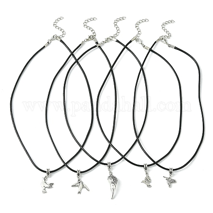 Антикварные ожерелья с подвесками в виде птиц из серебряного сплава NJEW-JN04558-1