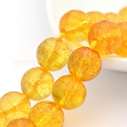 Natural Quartz Crystal Faceted Round Beads Strands G-P088-75-12mm-1