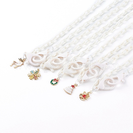 Смешанные формы рождественская тема персонализированные акриловые цепочки ожерелья NJEW-JN03403-1