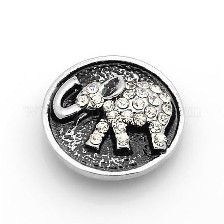 Rond et plat avec des éléphants en alliage de zinc émail bijoux boutons pression SNAP-N010-34-NR-1