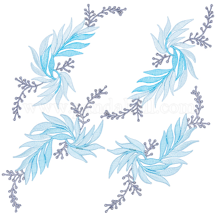 Gorgecraft 4Pcs 2 Style Leaf Computerized Embroidery Cloth Iron on/Sew on Patches DIY-GF0008-58B-1