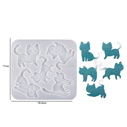 Stampi per ciondoli in silicone fai-da-te scheletro di gatto di Halloween PW-WG95696-01-1