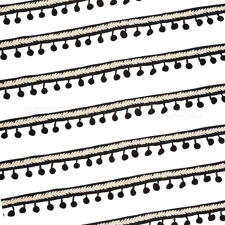 Bordure en dentelle à pompons en polyester OCOR-WH0079-32-1