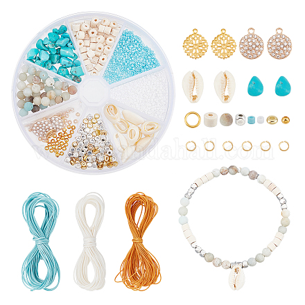 Kit para hacer pulseras elásticas de concha natural y piedras preciosas DIY de Arricraft DIY-AR0002-51-1
