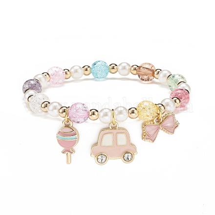 Colorful Alloy Enamel Cute Charms Bracelet BJEW-JB08661-03-1