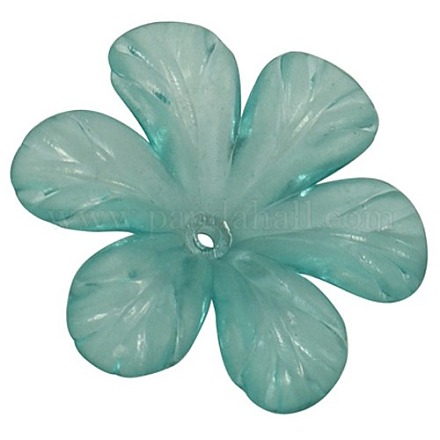 Light Sea Green Transparent Frosted Chunky Acrylic Flower Beads X-PAF154Y-13-1