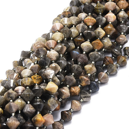 Naturali nera perle di pietra di luna fili G-E569-C04-1