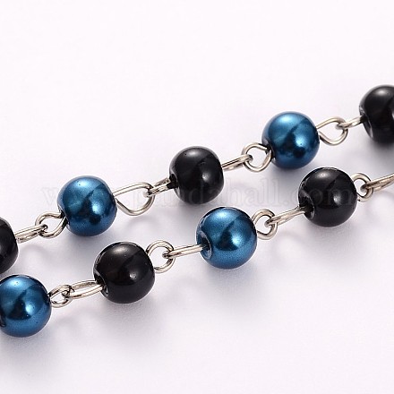 Perles de verre perles rondes chaînes pour création de colliers bracelets AJEW-JB00114-05-1
