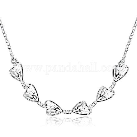 Silver Plated Brass Heart Pendant Necklaces for Women NJEW-BB00842-1
