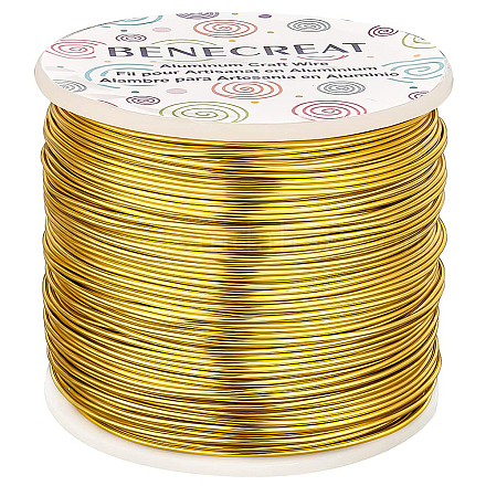 BENECREAT 18 Gauge (1mm) Aluminum Wire 492FT (150m) Anodized Jewelry Craft Making Beading Floral Colored Aluminum Craft Wire - Light Gold AW-BC0001-1mm-08-1