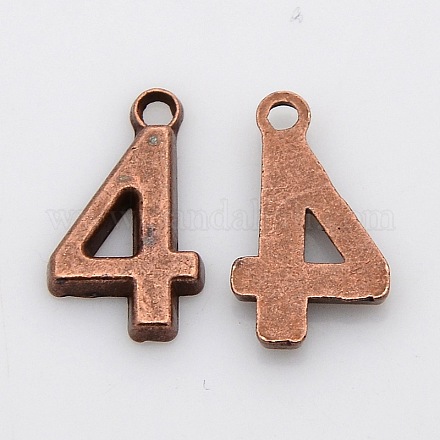 Rack Plated Zinc Alloy Number Charms PALLOY-A062-4R-NR-1