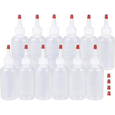 Benecreat 12 Packung 4 ml (120 ml) Plastik-Quetschflaschen mit roten Verschlusskappen - gut zum Basteln DIY-BC0010-11-1