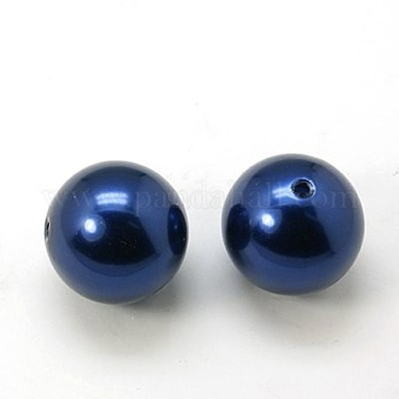 Blue Imitated Pearl Chunky Bubblegum Acrylic Round Beads X-PACR-22D-18-1