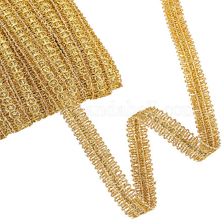 フィリグリー ポリエステル レース トリム  ホームテキスタイル装飾用の配管ストリップ  ゴールド  5/8インチ（17mm）  20ヤード/カード OCOR-WH0047-12A-1