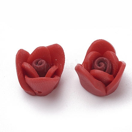 Ручной полимерные глины цветок бусины CLAY-S089-08A-1