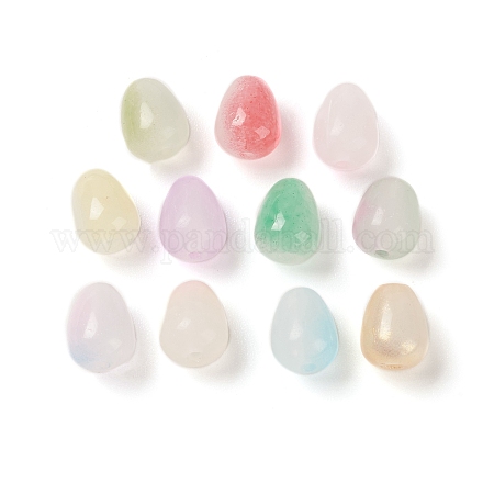 Opaque Spray Painted Glass Beads GLAA-D006-09-1